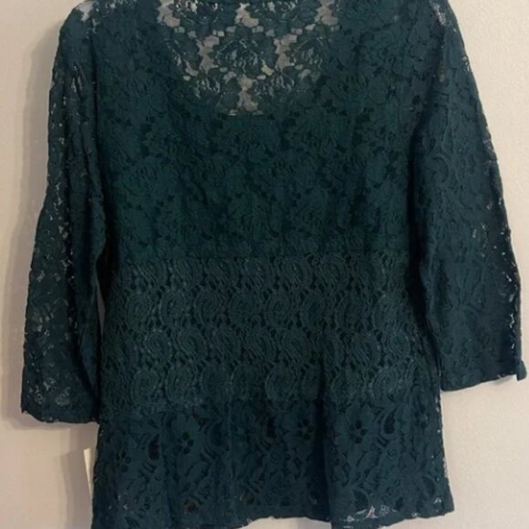Dark Green Lace Women's Top - Picture 2 of 2